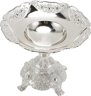 Zerodis ヨーロッパスタイルフルーツトレイ 美しい 収納機能付き メタル ジンク合金 スナック ナッツ 食品 サービング 収納ラック ダイニングテーブルデコレーション, 1個, ウェディパーティ用途 (銀)