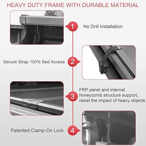 Miniatura 3 de JDMSPEED Cubierta rígida de tres pliegues para caja de camioneta compatible con Jeep Gladiator JT 2020-2022 de 5 pies, cubierta de caja de camioneta