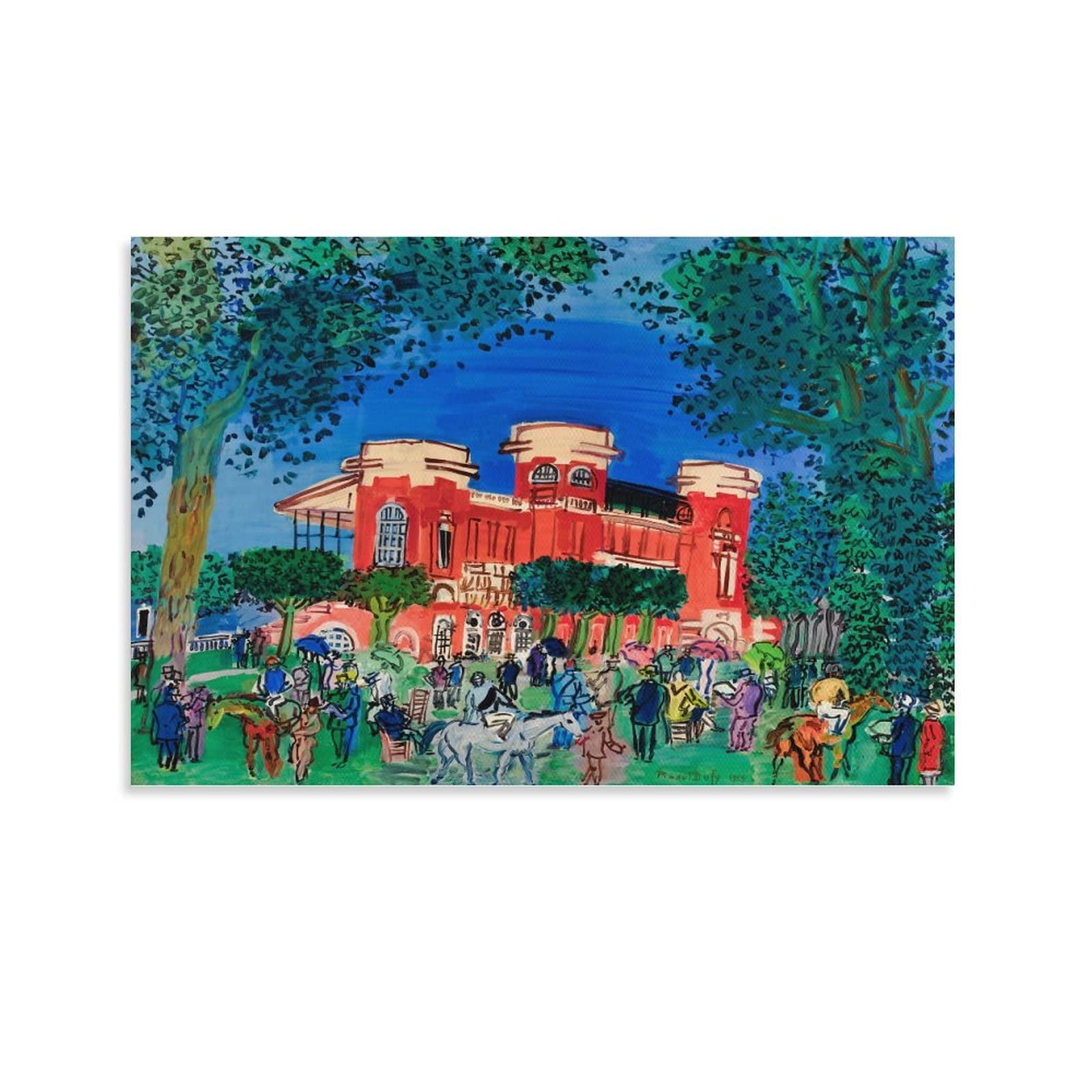 Raoul Dufyラウル・デュフィ名画の数々ポスター『ドーヴィル競馬場』1929年 クール ポスター 壁アート キャンバス 印刷 アートパネル  オフィス装飾 ぶら下がる 版画 ギフト20x30inch(50x75cm)