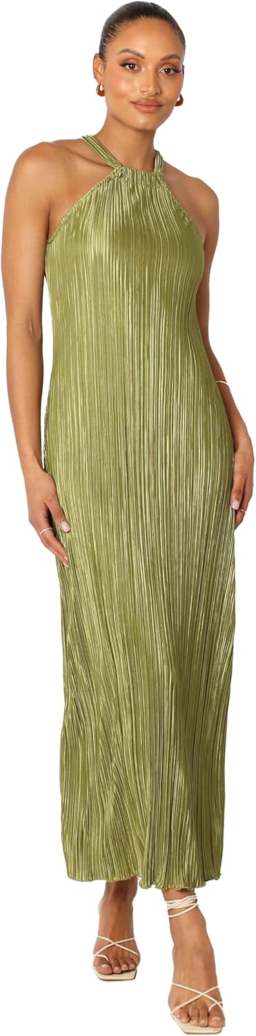 Petal & Pup Women's Melody Plisse Halter Maxi Dress