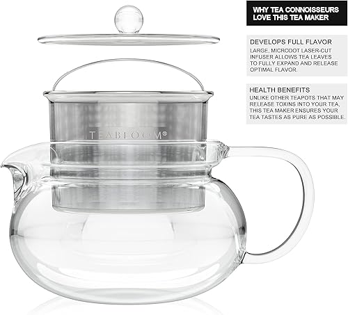 Miniatura 5 de Teabloom Kyoto 2-in-1 Tea Kettle and Tea Maker – Glass Teapot with Removable Loose Tea Infuser – Tea Connoisseur's Choice