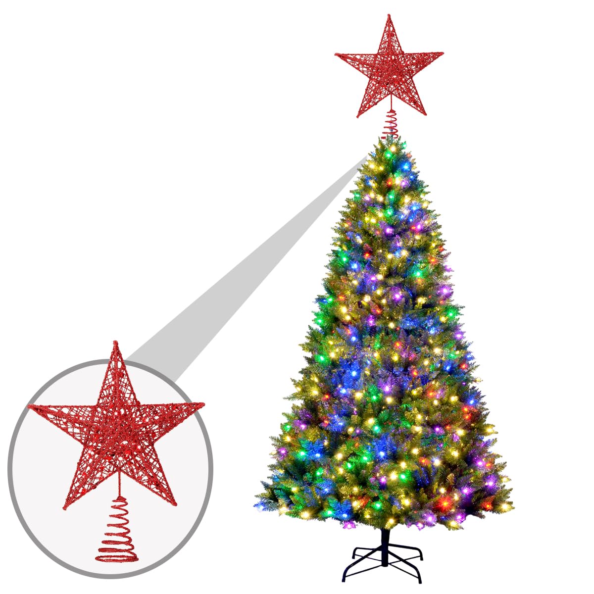 Stella Puntale Per Albero Di Natale - 20x25 Cm, Argento Scintillante, Metallica - Foto 10