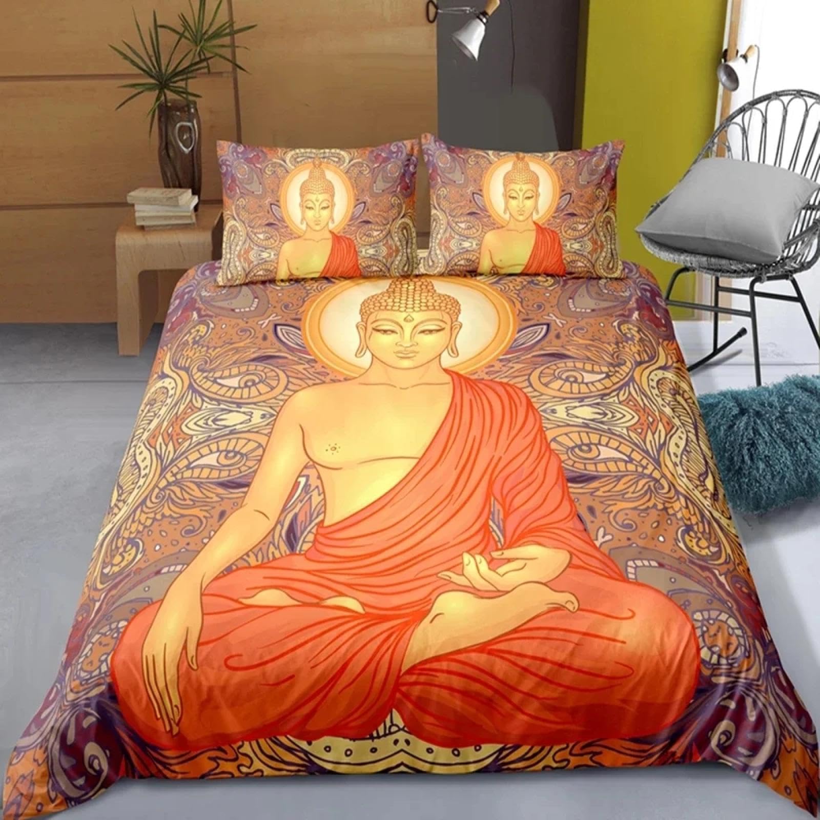 Housse de couette 210x230 motif indien Bouddha et linge de lit bohème