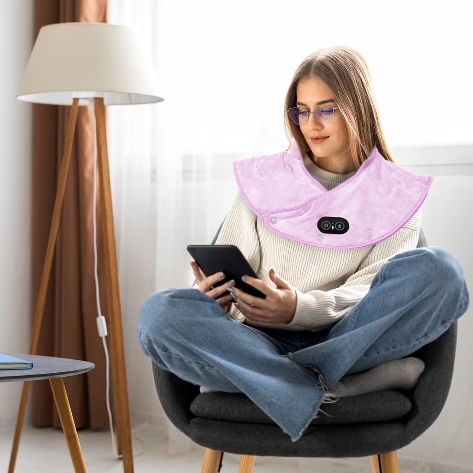 Cojín calefactor para cuello y hombros, almohadilla térmica para cuello y | Chal eléctrico calentado, señoras hombres,