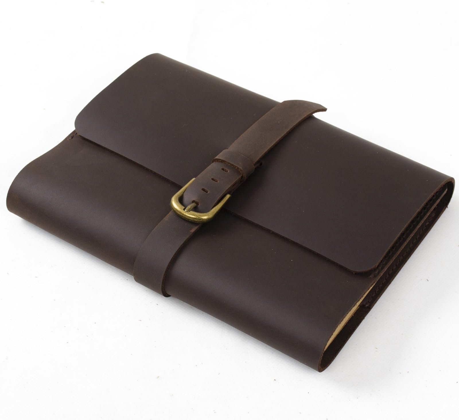 Ancicraft Classic Refillable Leather Journal Notebook with Strap Buckle Pen Loop Handmade Lined Craft Paper A5 with Gift Box