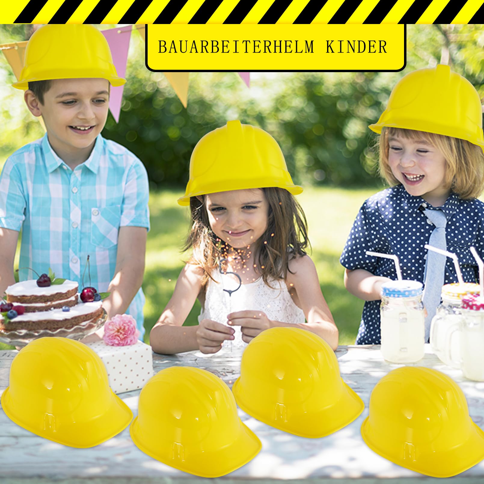 Set 12 Pezzi Casco da Costruzione Morbido Giallo per Bambini - Cappelli Protettivi, Accessorio per Feste