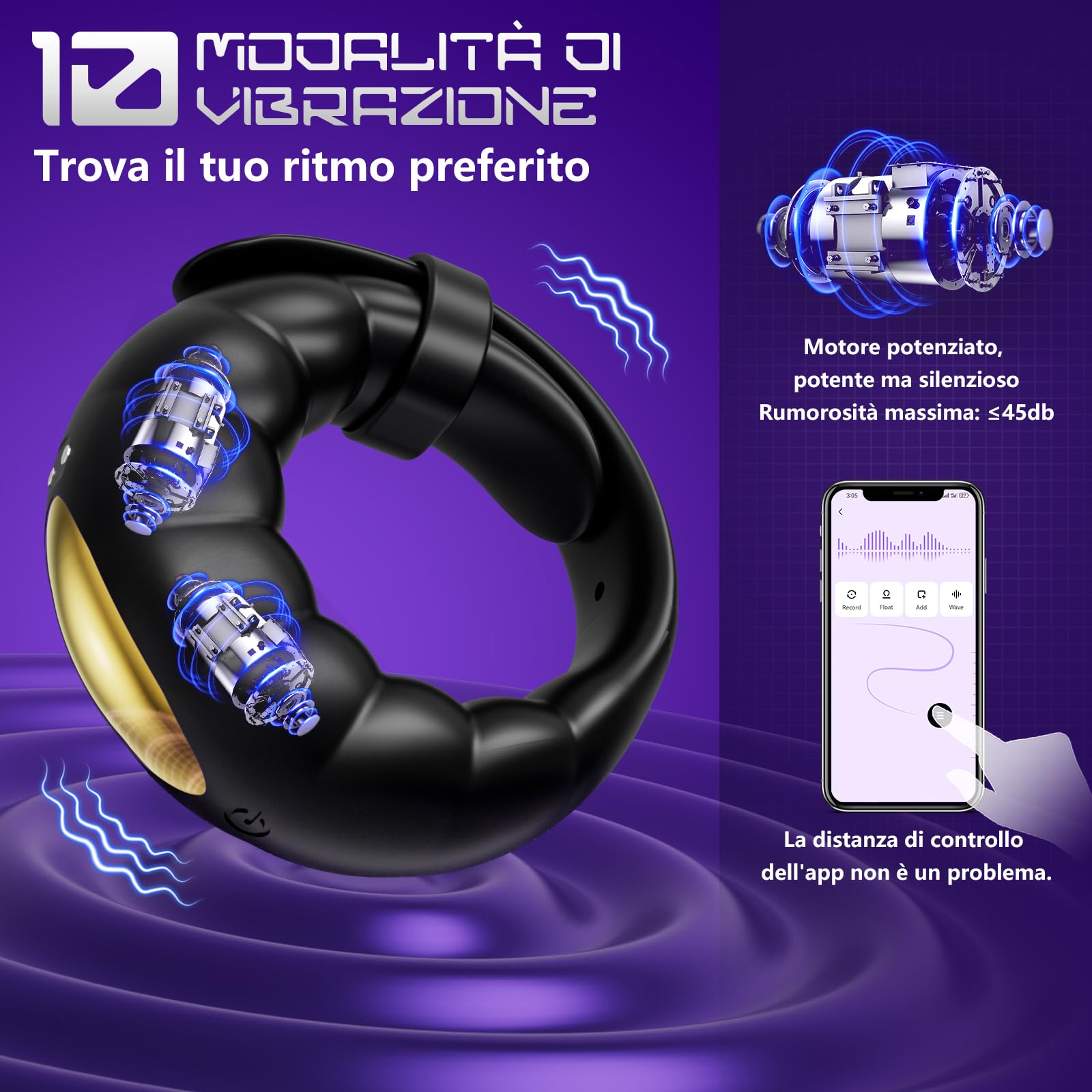 Anello Vibrante per Lei e Lui Sex Toys Uomo -Sexytoysys Coppia con App 10 Modalità Vibrazione & Fibbia Regolabile,Vibratore Clitoride Anello Pene Cock Ring Giochi Erotiici Coppie Sexytoysys Uomo Donna