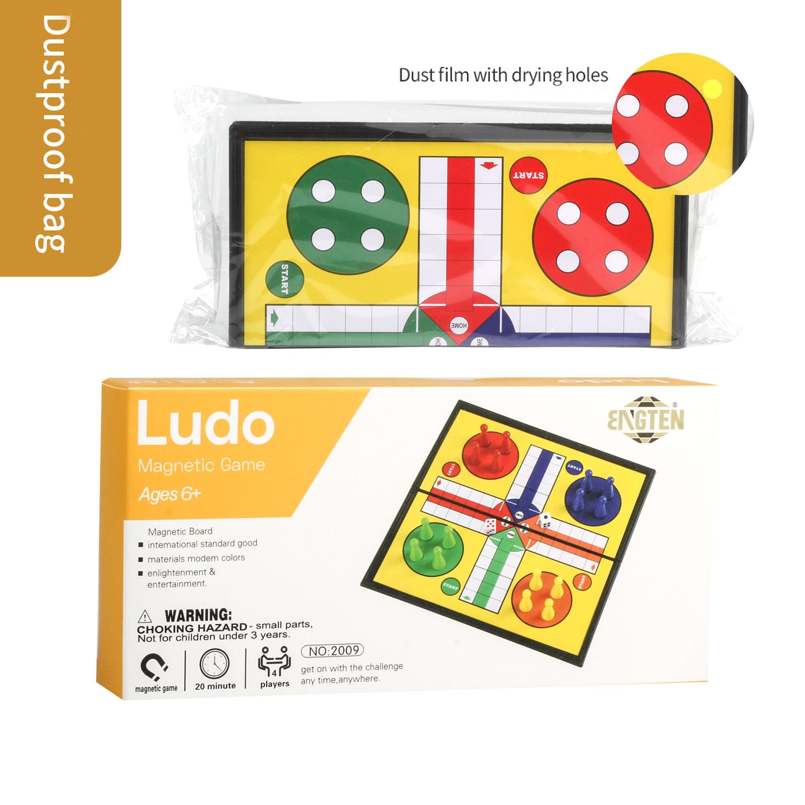 Ludo Magnético Ajedrez Volador, Juego de Dados, pequeño Juego terrestre, Juego de Mesa para niños, Juego de ajedrez de Viaje para Principiantes con Tablero de Almacenamiento portátil