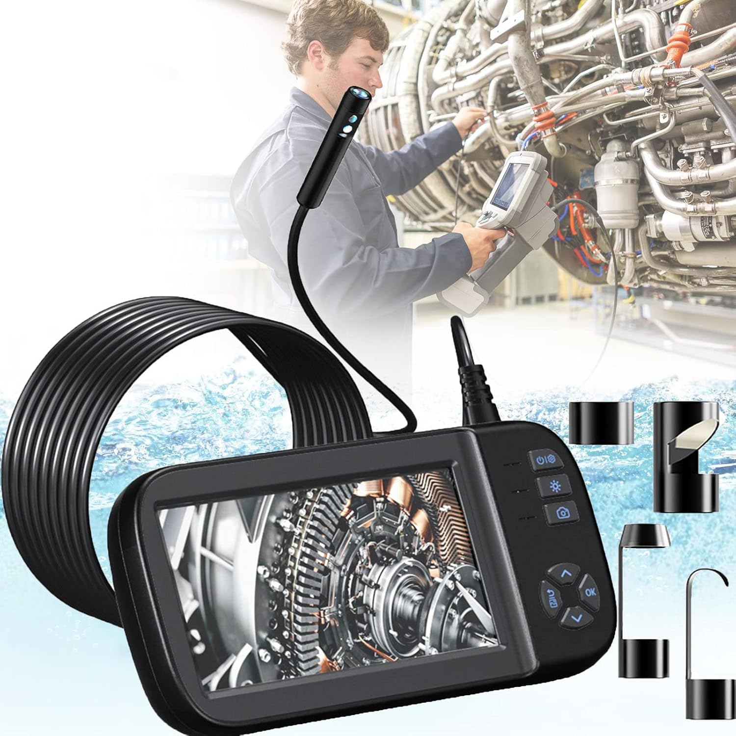 Endoscope De Inspection GOLDEGGS - Caméra Flexible 6 Mm, écran 4,3" 1080P, étanche IP67 - Pour Plomberie, Automobile, Murs