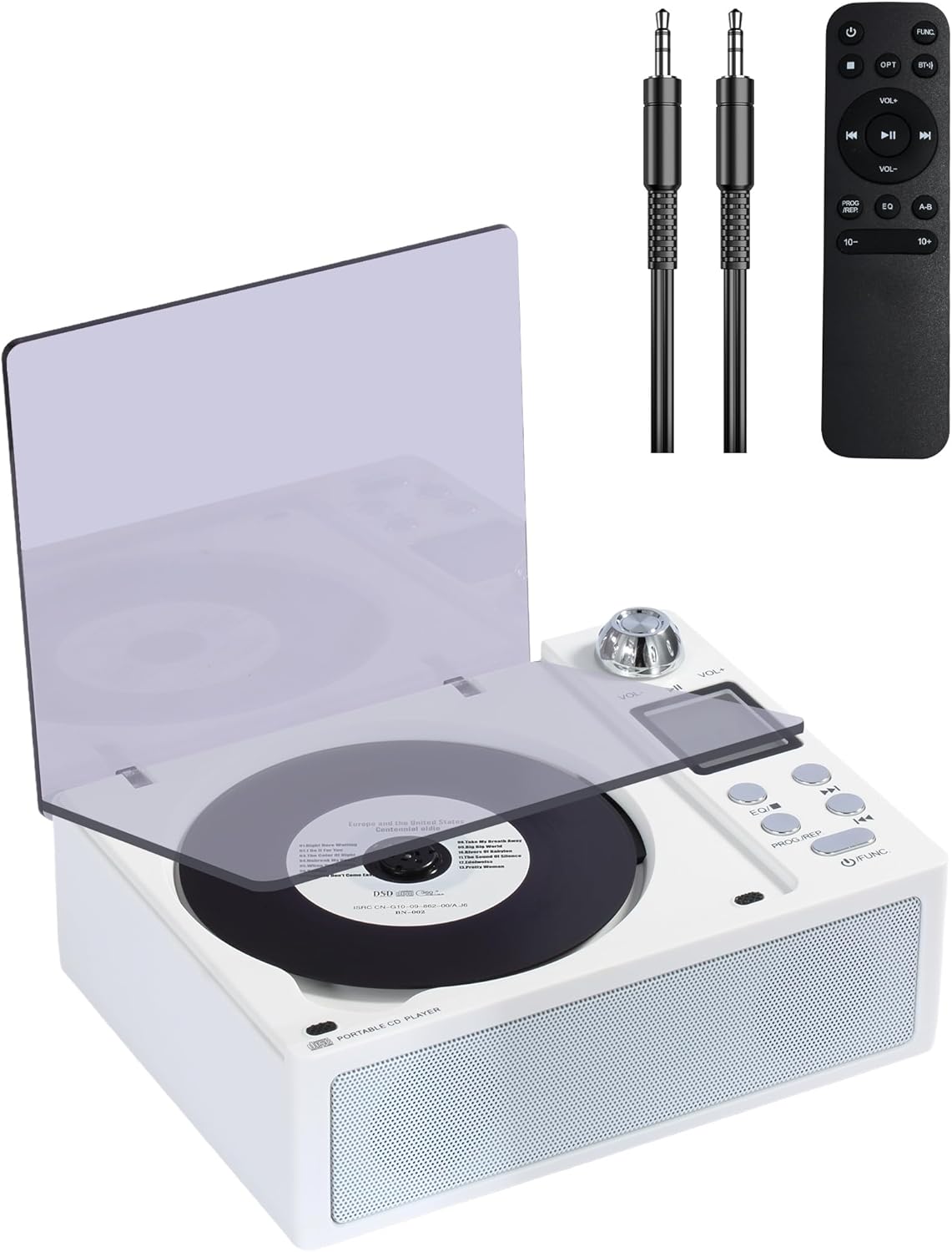 Portable CD Player with Bluetooth and Speakers: Rechargeable 4000mAh Battery, Bluetooth 5.3 Transmitter & Receiver, FM Radio, USB/TF/AUX, Optical Out, A-B Repeat - Home Audio Music Player