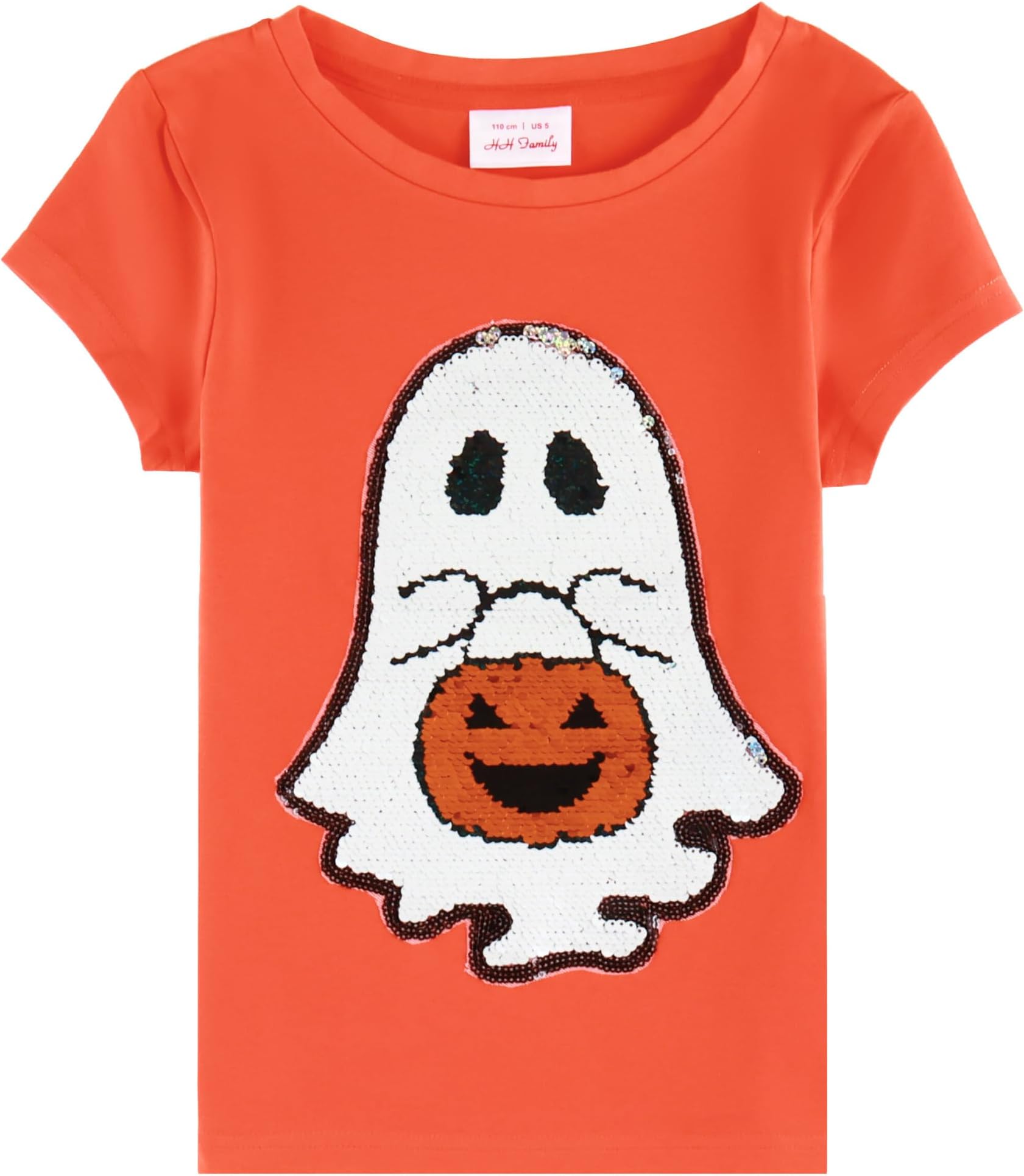 Halloween Shirts for Kids Flip Sequin Pumpkin Tee Girls Boys T-Shirt Costume