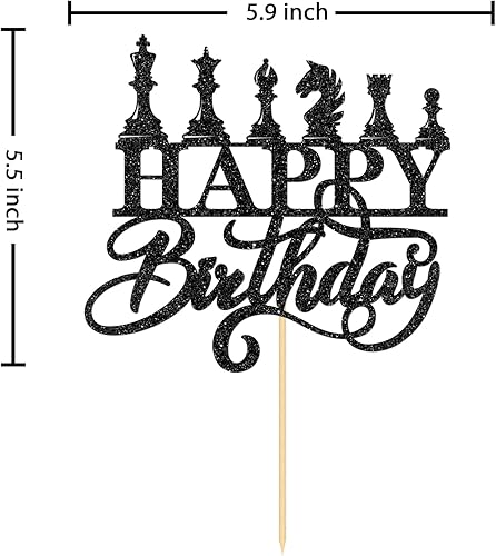 Miniatura 2 de Decoración de ajedrez para pastel de feliz cumpleaños, decoraciones de fiesta de cumpleaños con temática de ajedrez, suministros de fiesta de