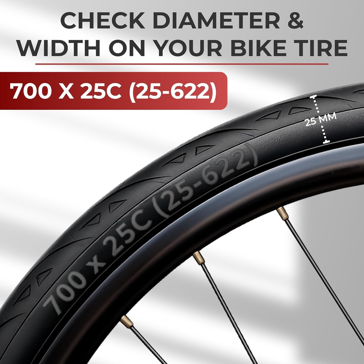 Fincci Pair Kevlar 700x25c Tire - Road Bike Tires 700c, 25-622 with 1 mm Nylon Puncture Resistant - 120 TPI, Touring and Trainer Tires 700c for Street, Fixie, Hybrid, Adult Folding Bikes