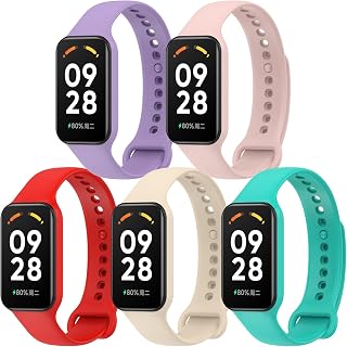 5 Piezas Compatible con Xiaomi Smart Band 8 Active Correas, Correas para Xiaomi Smart Band 8 Active/Redmi Smart Band 2 Reemplazo Pulsera Silicona Correa