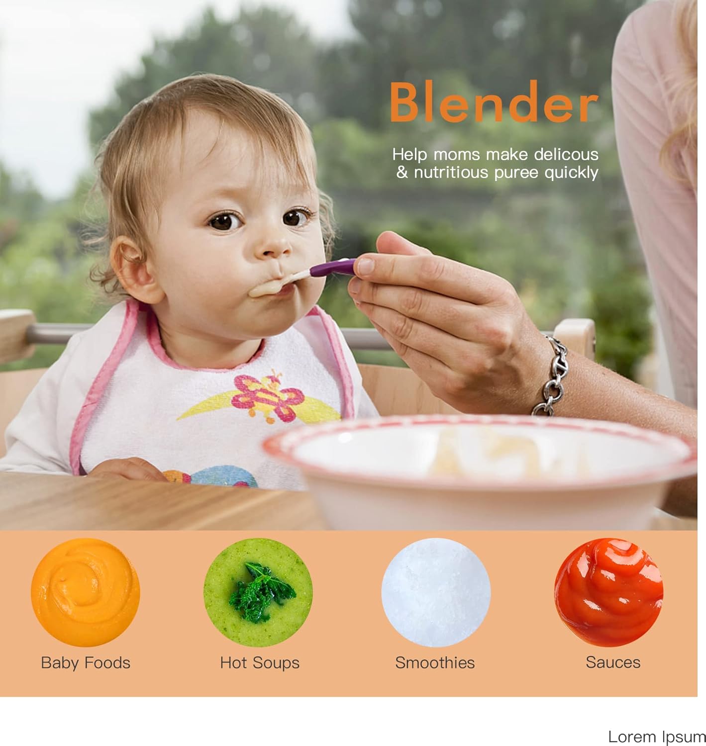 Enfmay 5-in-1 Immersion Hand Blender, 500W 6-Speed Handheld Stick Blender with Stainless Steel Blades,Whisk & Milk Frother, BPA-Free Chopper Beaker for Soups, Smoothies, Sauces, Baby Foods, White