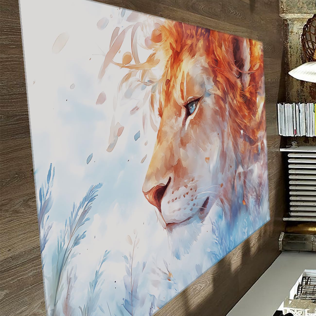 Tapis à poil bas lion brun résistant pour chambre et salon moderne