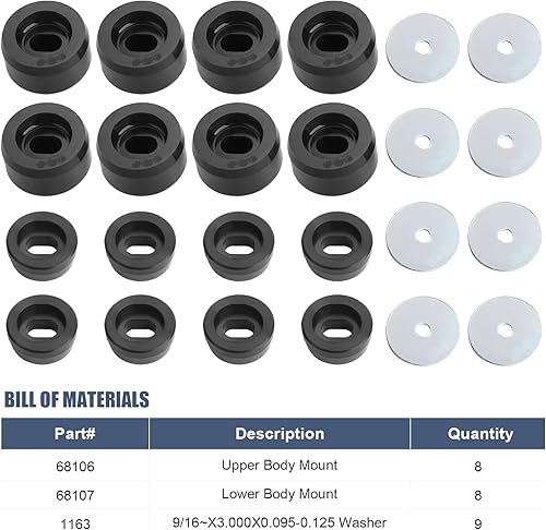 Miniatura 10 de 7-141 Kit de bujes de montaje en cuerpo y cabina compatible con Chevy Silverado y Sierra 15002500 2WD4WD 1999-2014 Soportes y arandelas de cabina de