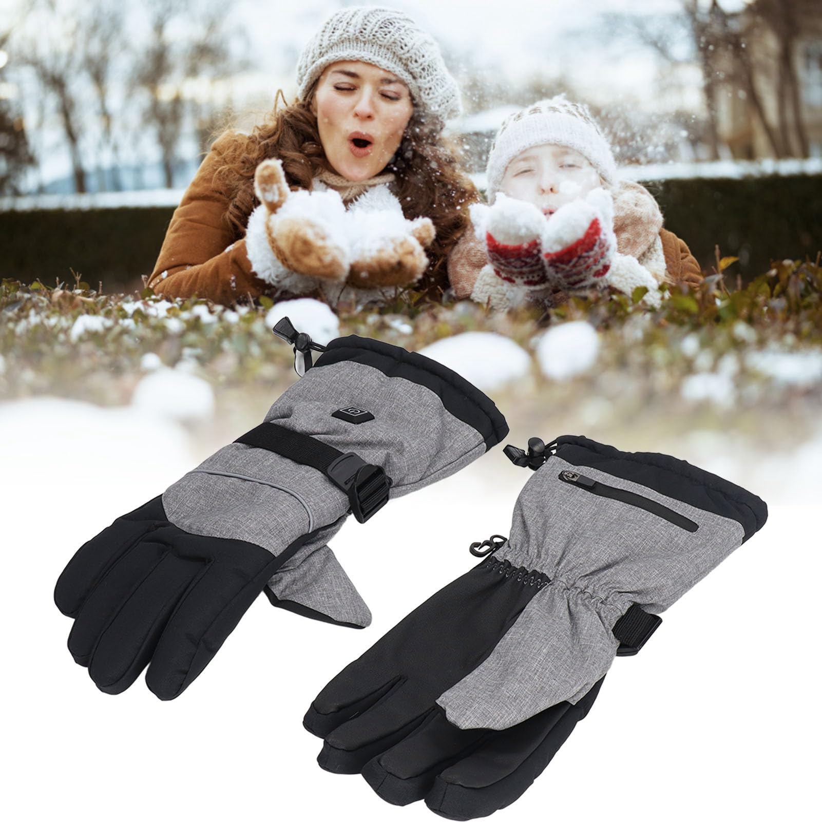 Guantes calefactores eléctricos para la palma y la espalda, impermeables para esquí, de nailon y poliéster, talla única