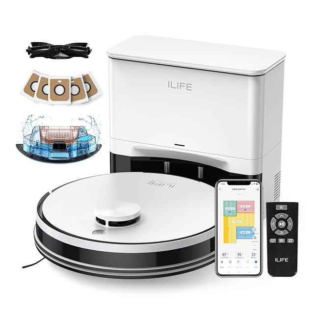 ILIFE A30 Pro Robot Vacuum and Mop Self Emptying Station for 60 Days 5000Pa Suction LiDAR Navigation No-Go