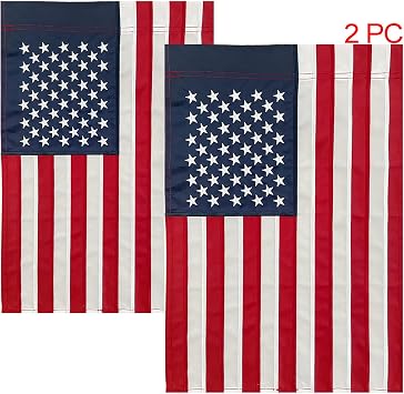 Bradford 2 Pack Embroidered American Garden Flag 12x18 inch, Small American USA Garden Flag for Outside Yard Heavy Duty