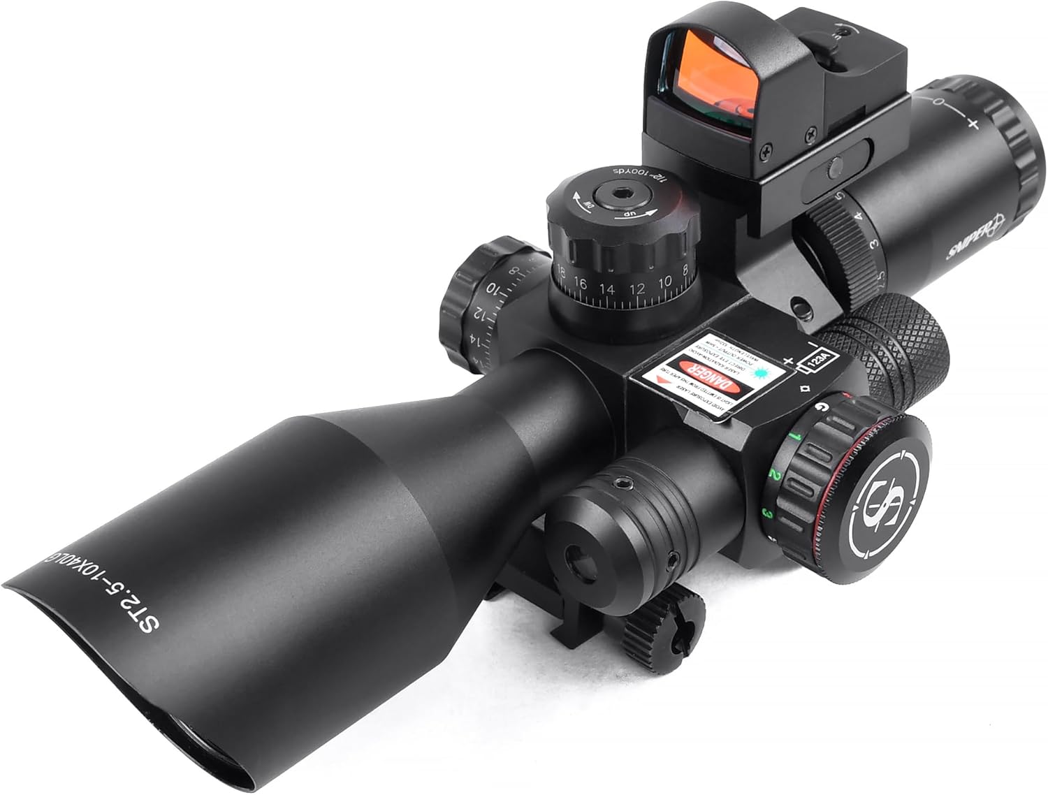 Sniper Rifle Scope 2.5-10x40 Compact Rifle Scope with Laser Red Dot Combo (ST2.5-10x40LG)