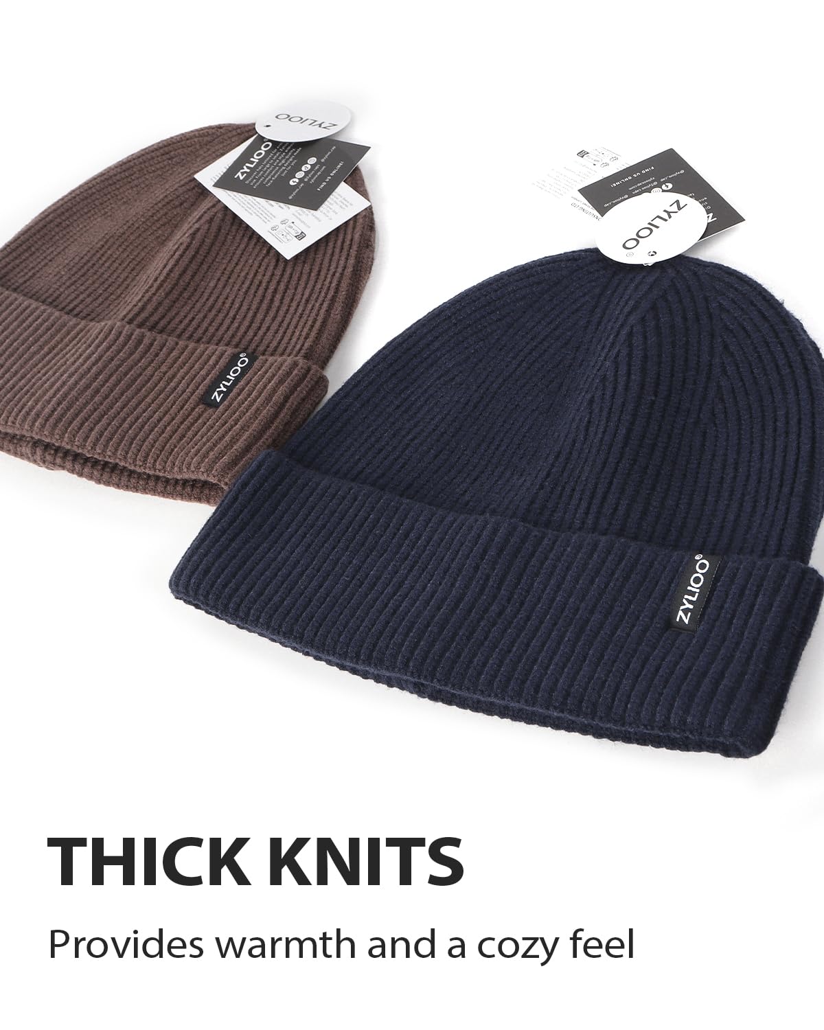 Zylioo Bonnet d'hiver tricoté pour grandes et petites têtes, bonnet d'hiver chaud et souple à revers en forme de tête de mort