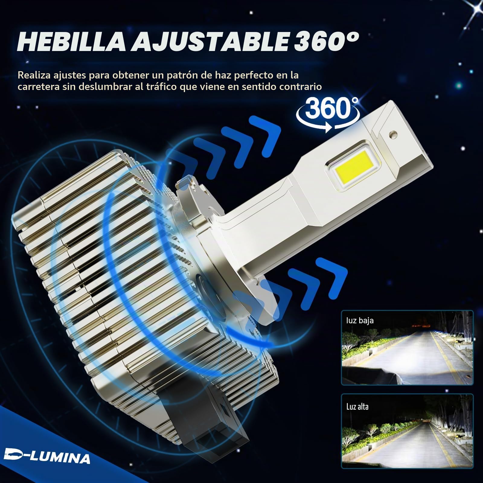 D-Lumina D3S D3R Bombilla LED para faros Delanteros para Automóviles y Camiones, Bombillas LED H7 Superbrillantes, 26000lm, Kit de Conversión de Bombillas LED de 6500K, paquete de 2