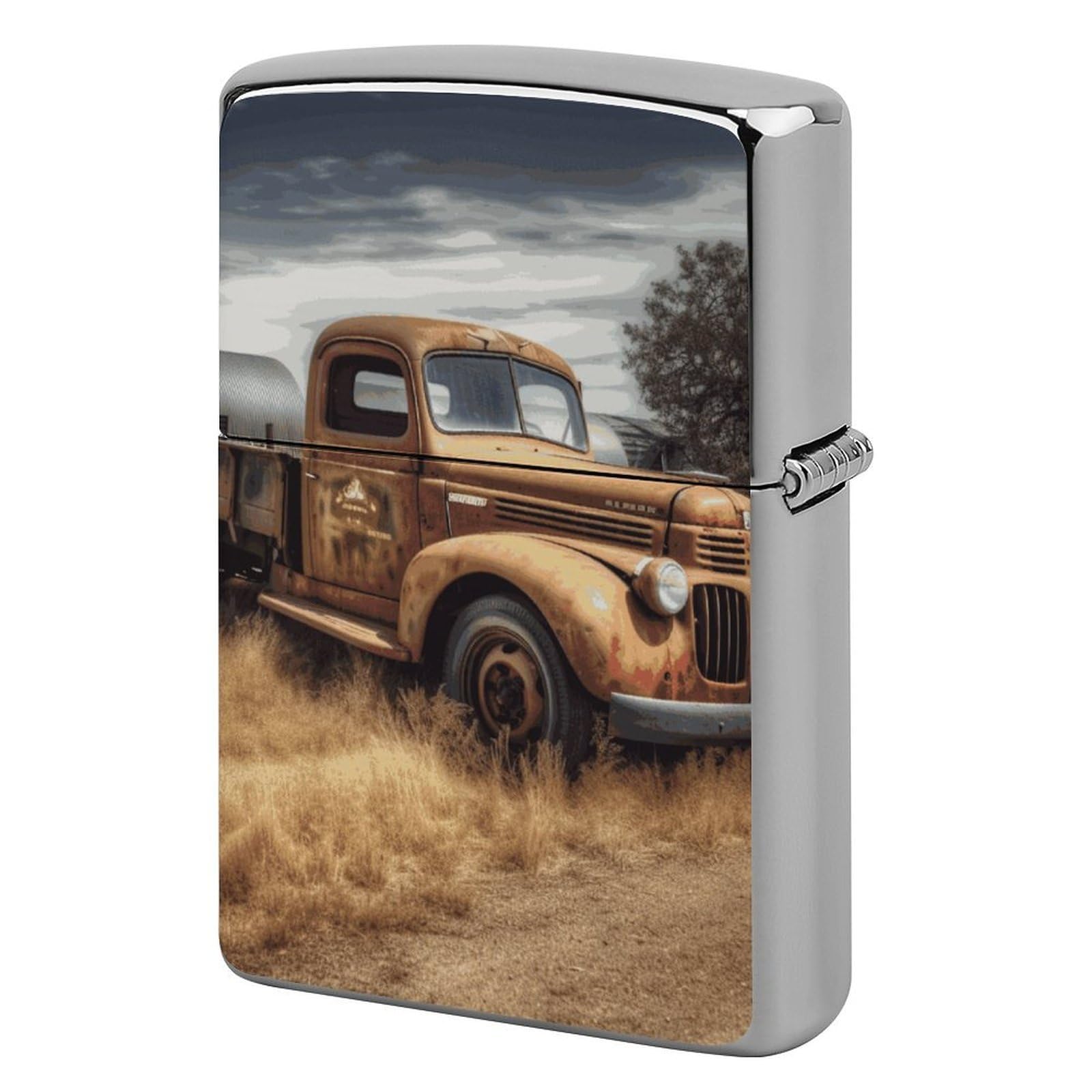 Old Truck Car Lighter Case Cover Vintage Metal Lighter Sleeve Reusable Lighter Protective Cover Decorative Lighter Holder Birthday Gifts for Men Women