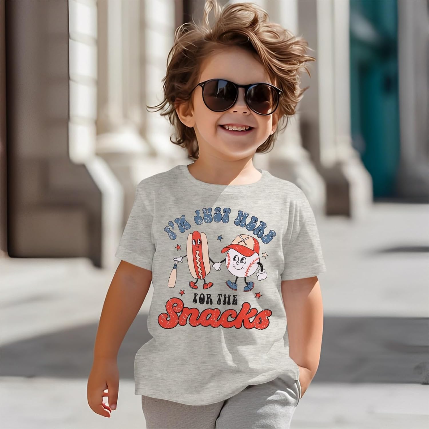IZYJOY Baseball Shirt Toddler Boy I'm Just Here for The Snacks T-Shirt Baseball Fans Tee Game Day Short Sleeve Summer Tops - Image 4