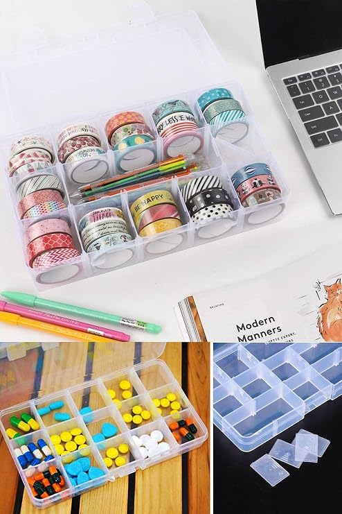 15 Bölmeli Ayarlanabilir Organizer Plastik Kutu 3 lü Set