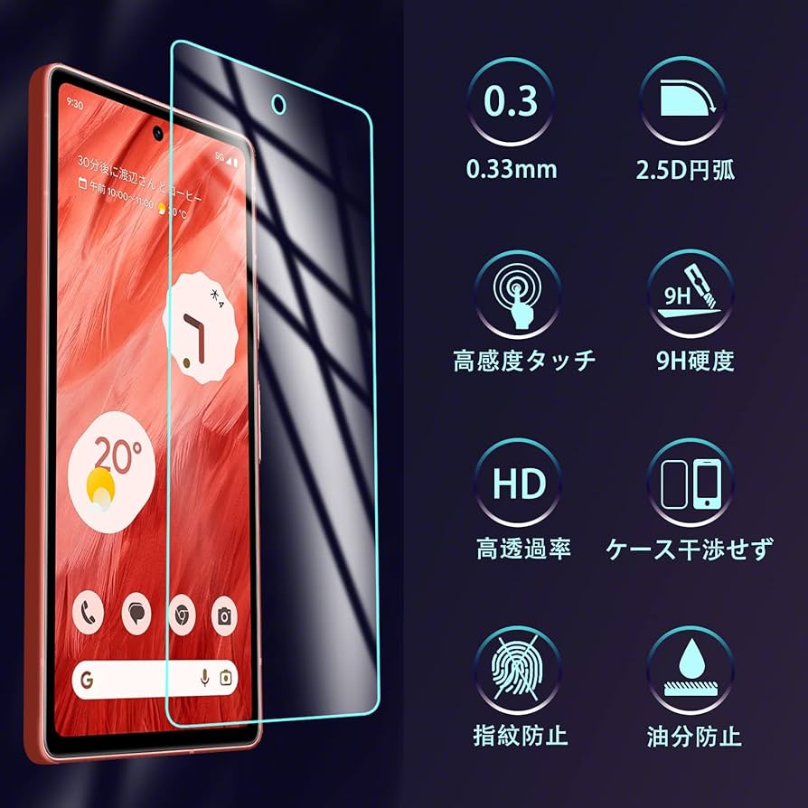 Amazon | 対応 Google Pixel 7a 用のガラスフィルム 【ガイド枠付き