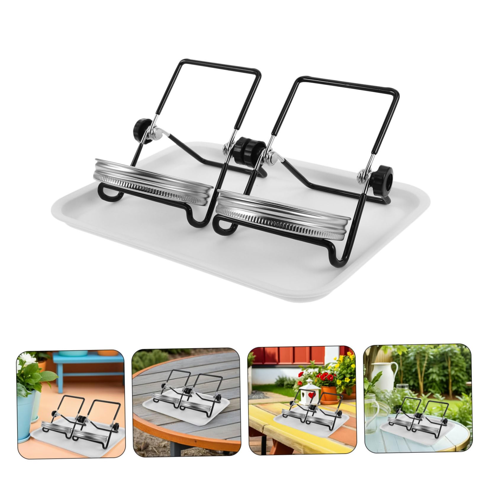 HANABASS 2 Juegos Kit de Germinación para Tarros de Boca Ancha con Tapas y Malla de Acero Inoxidable Soporte y Bandeja para Brotes Ventilación Óptima y Fácil Limpieza para Cultivo Casa