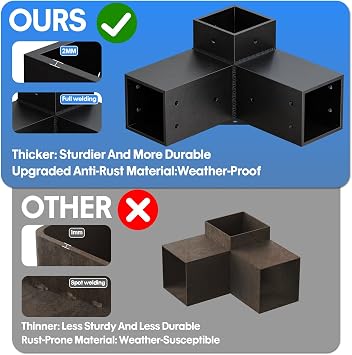 Pergola Kit, Heavy Duty 3-Way Pergola Brackets for 4x 4 (Actual 3.5 X 3.5) Lumber,DIY Rust-Proof Gazebo Bracket Kit with Right Angle Corner Bracket, Gazebo Hardware Kits for Patio Backyard Outdoor
