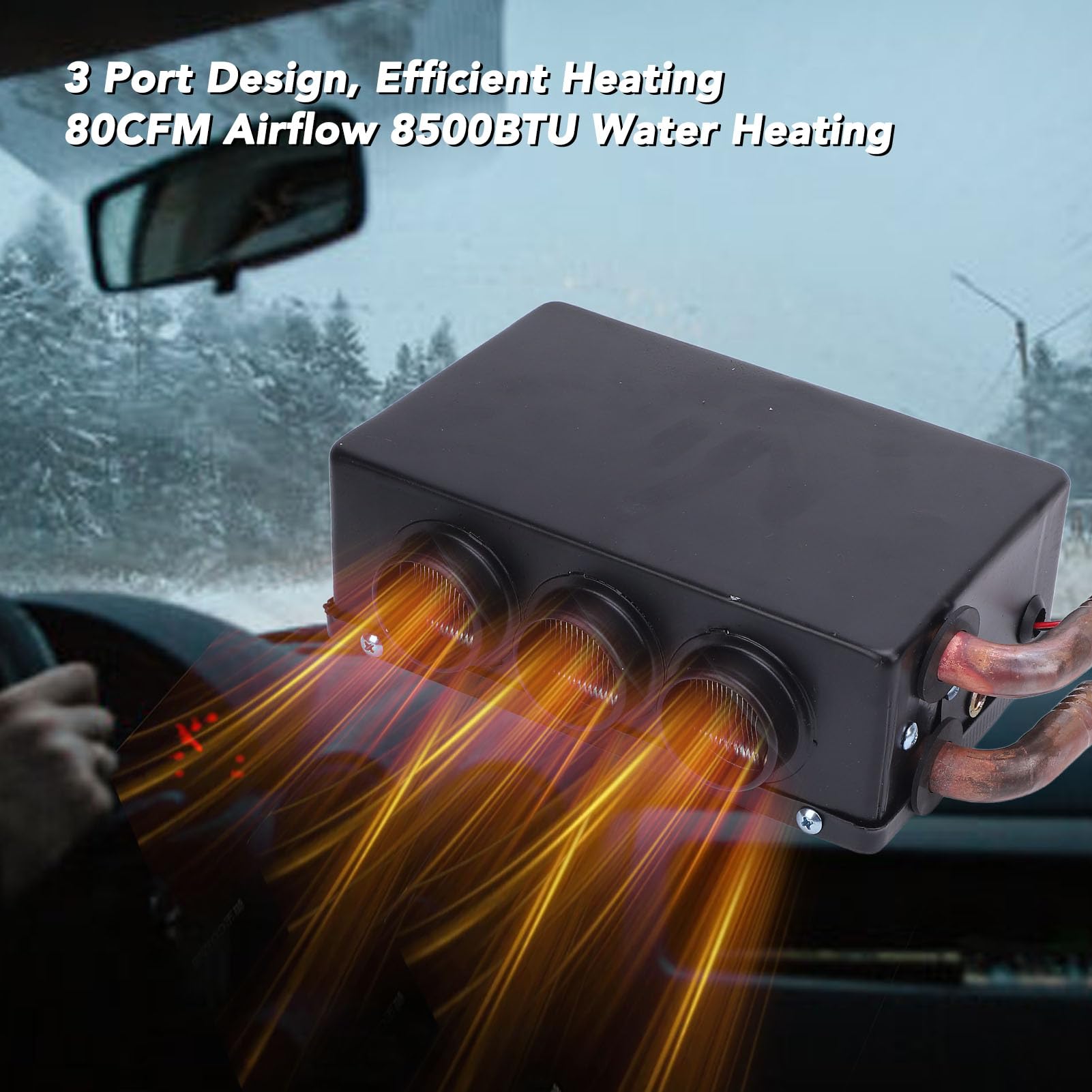 Keenso Ventilador de Calefacción para Coche con 3 Puertos, Calentador