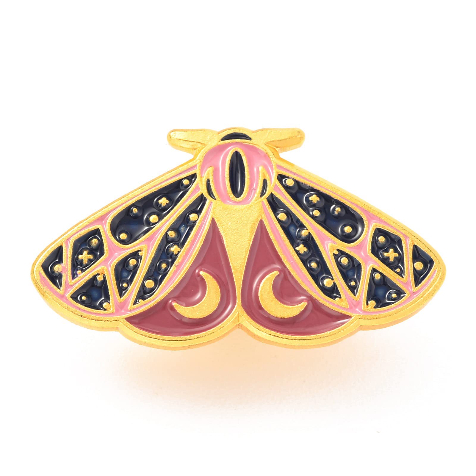 Airssory 6 pcs Golden Color Butterfly Enamel Alloy Brooches Lovely Insect Moth with Moon Pattern Badge Pins for Clothes Bags Hats Backpack Jackets Craft Decor