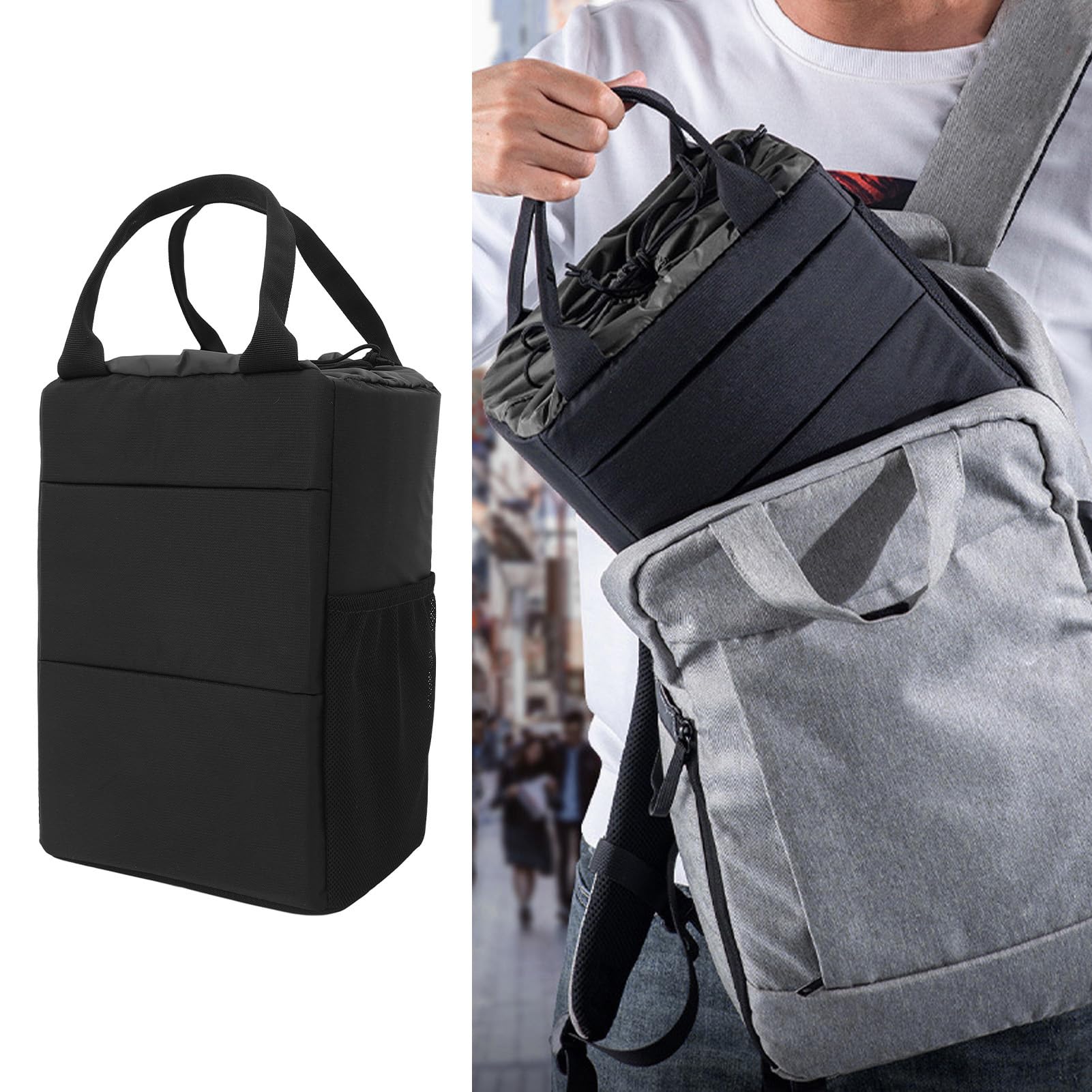 Bolsa de Inserción para Cámara, Bolsa Acolchada de Nailon para Cámara, a Prueba de Golpes, DLSR SLR, Bolsa para Mochila para R5 R6 T100 Z7 Z8 A6 A9 (Negro Gris)