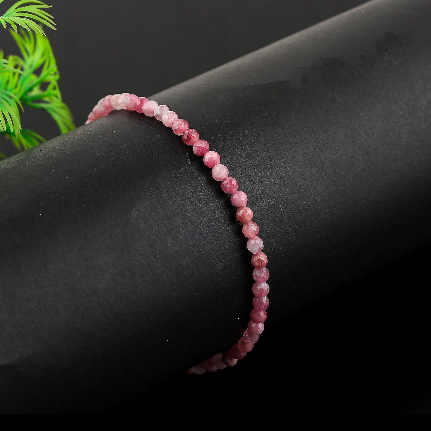 Natural Pink Tourmaline Gemstone Beads Bracelet, High Grade Stones, Handmade Jewelry, Healing Crystals, 14K Gold Plated, Adjustable Chain, Birthday Gift for Women, 8inch - Image 4