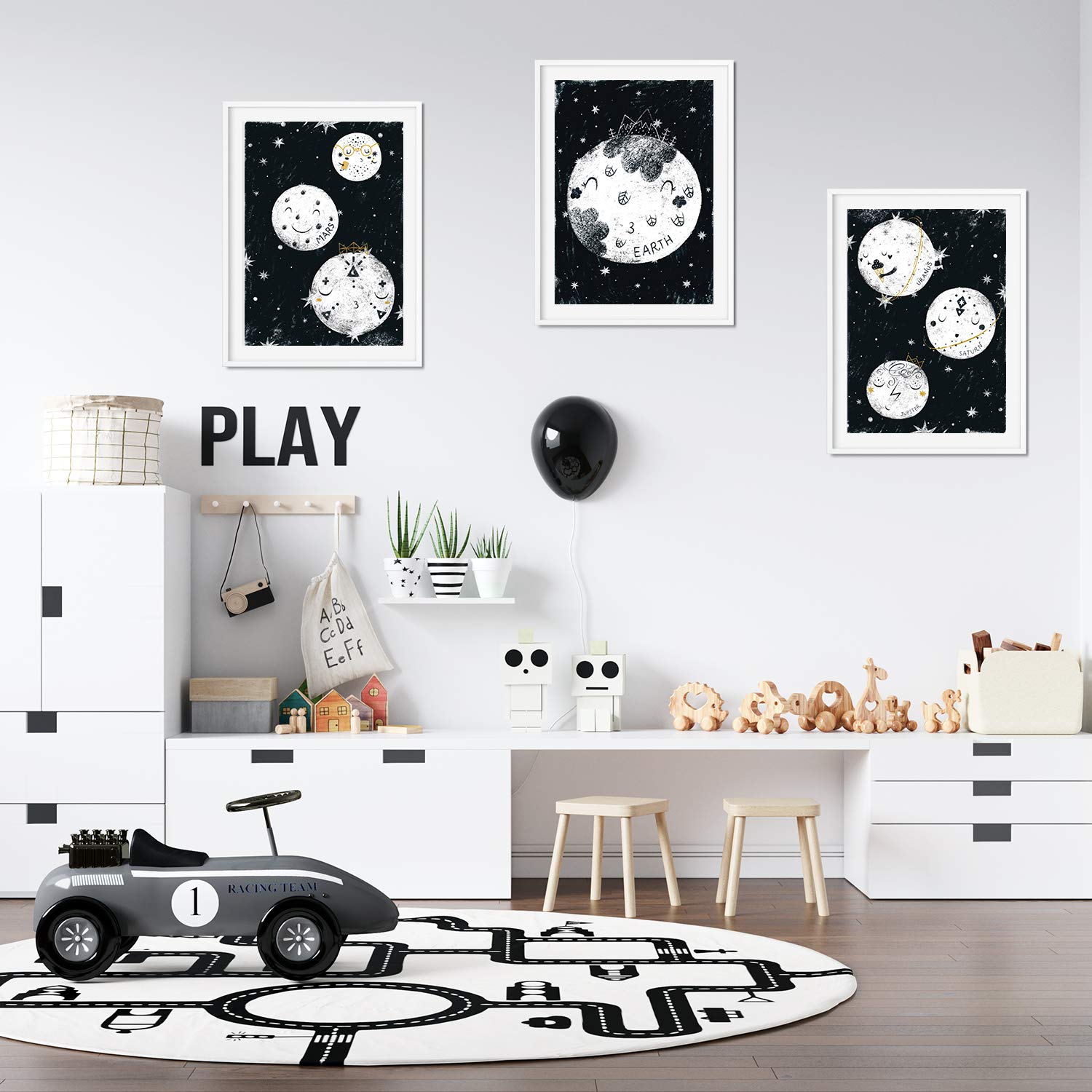 Nacnic Set of 3 posters for children and children's room Scandinavian style and size planets A3Lunas unframed