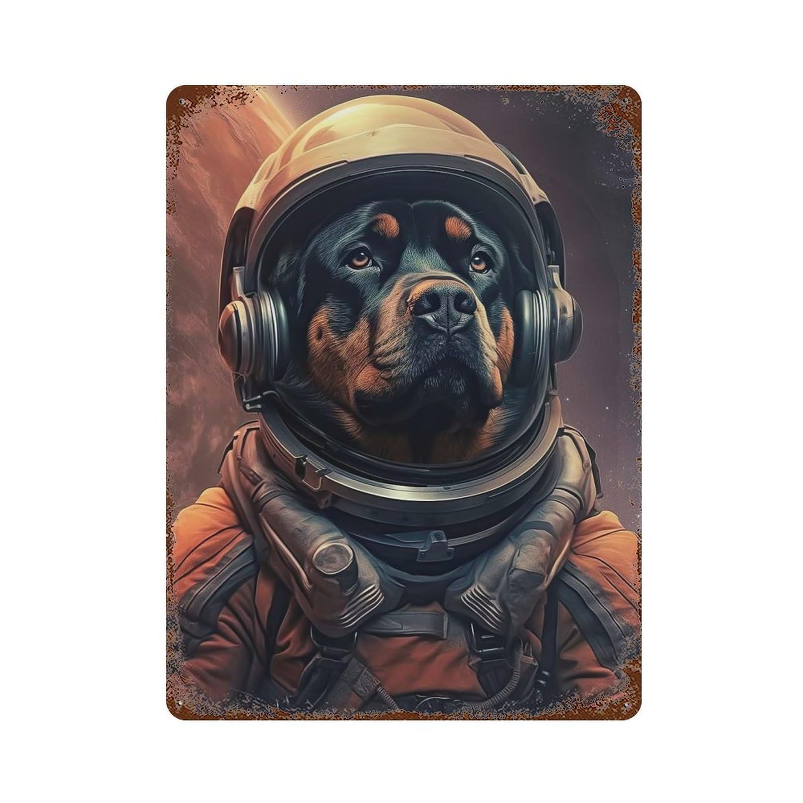 Rust Effect Rottweiler Mars Vintage Rust Metal Sign 15.7"x11.8", Farmhouse Wall Decor for Basement, Hobby Room And Garage Decor