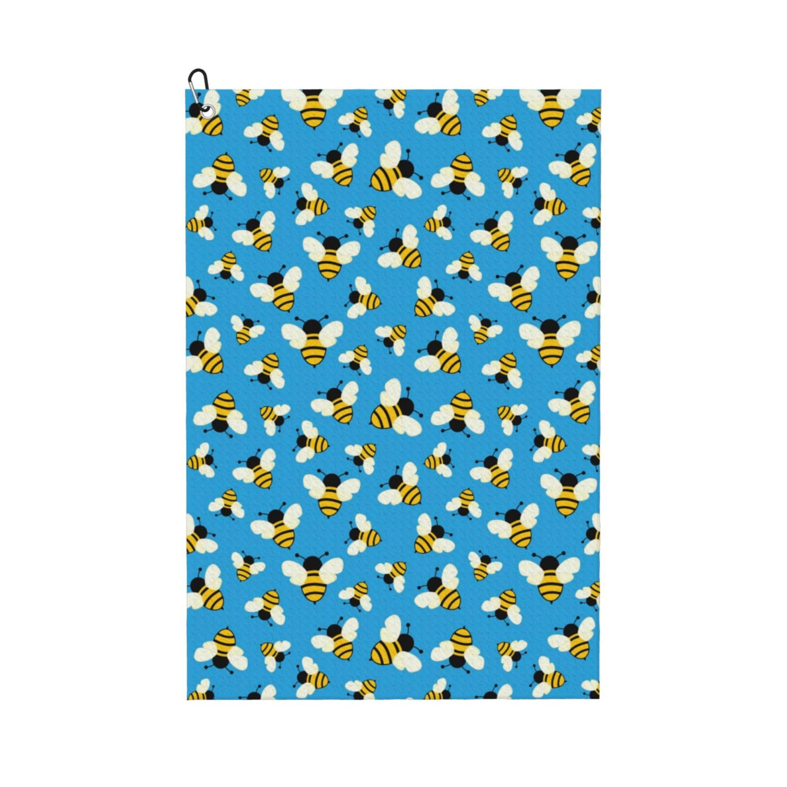 AOOEDM Flying Bees Print Golf Towel with Carabiner Clip Absorbent Microfiber Golf Towel for Cleaning Golf Ball Club Putter Iron for Golf Bag Trolly Belt Loop 16" X 24"