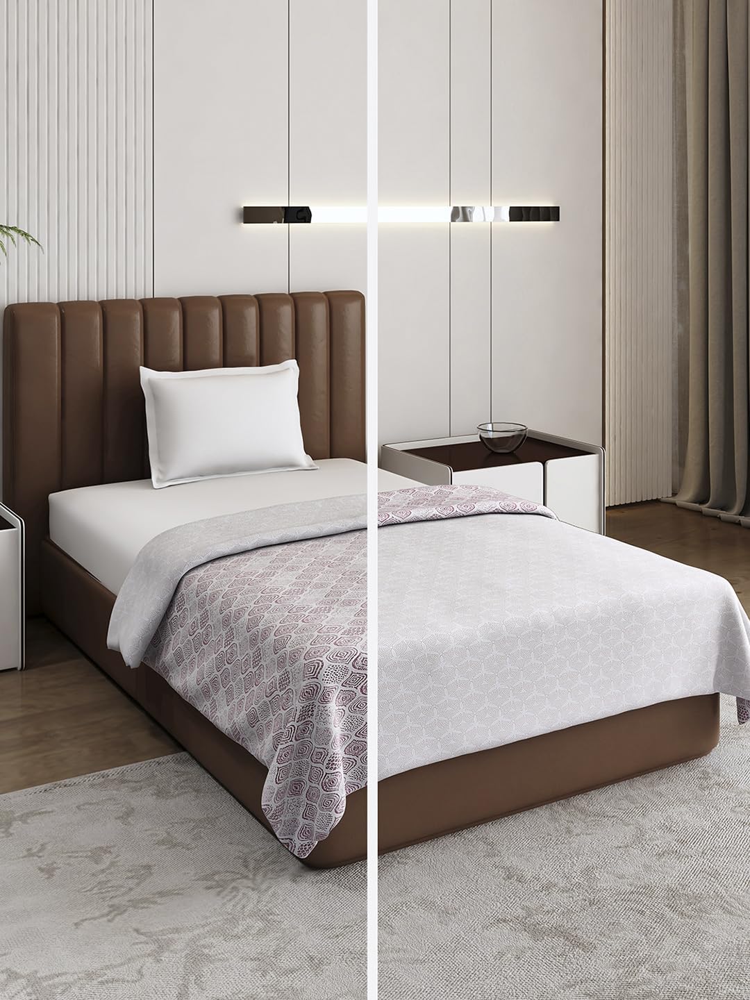 Monte Carlo Peach Printed Single Bed 136 TC Dohar (Width 150 CM, Length 220 CM) - 1-picture-10