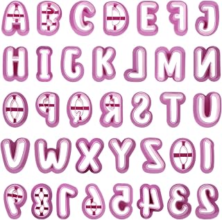 Alphabet Cookie Cutters, 35 Pcs Letter And Number Cookie Cutters Fondant Letter Cutter Cake Pop Mold Purple Plastic Alphabet Number Cutter Tools for Sugarcraft Biscuit Pastry Plunger Baking Decorating