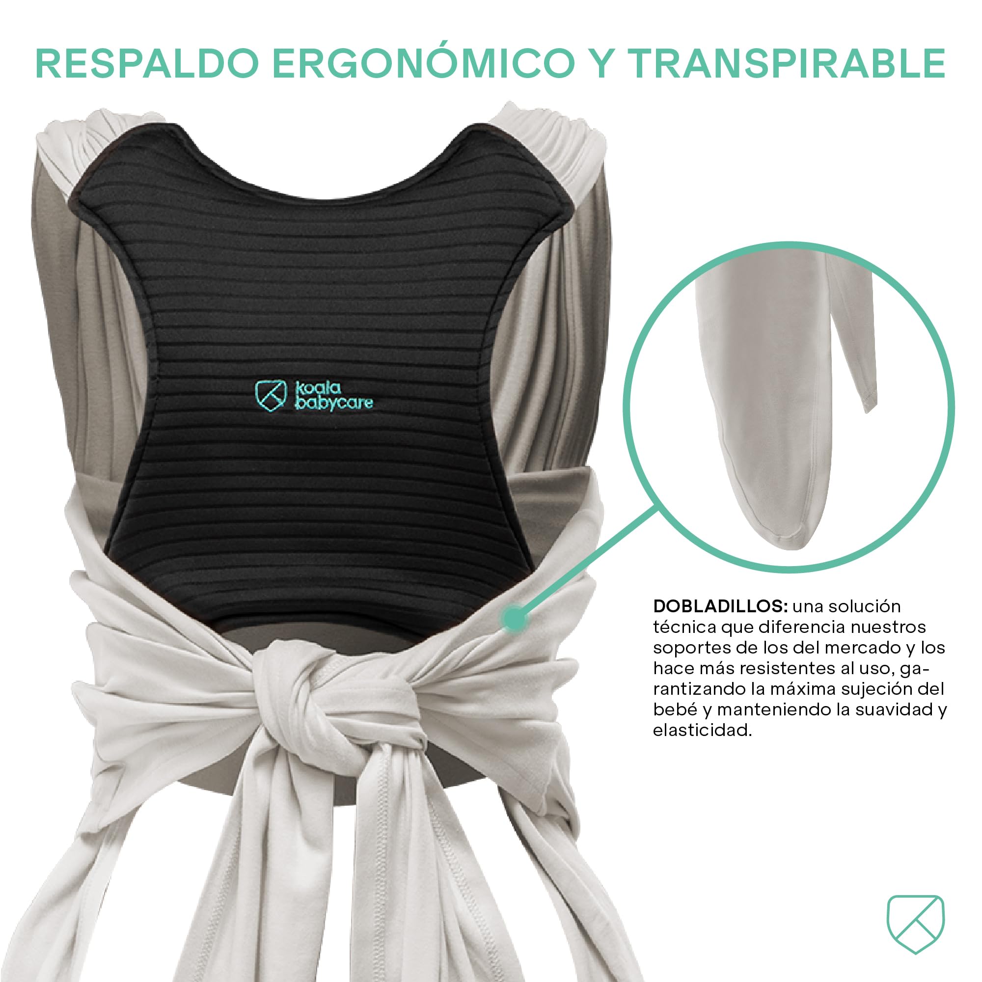 Koala Babycare Fular portabebes- Cuddle Band 2.0 – Portabebes recien nacido homologado hasta 15 kg 100% algodón - Ajustable y unisex - 3