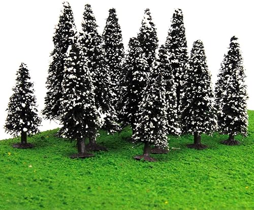 Miniatura 5 de Milageto En caja 15 árboles de cedro W/modelo de nieve tren ferrocarril invierno paisaje escala