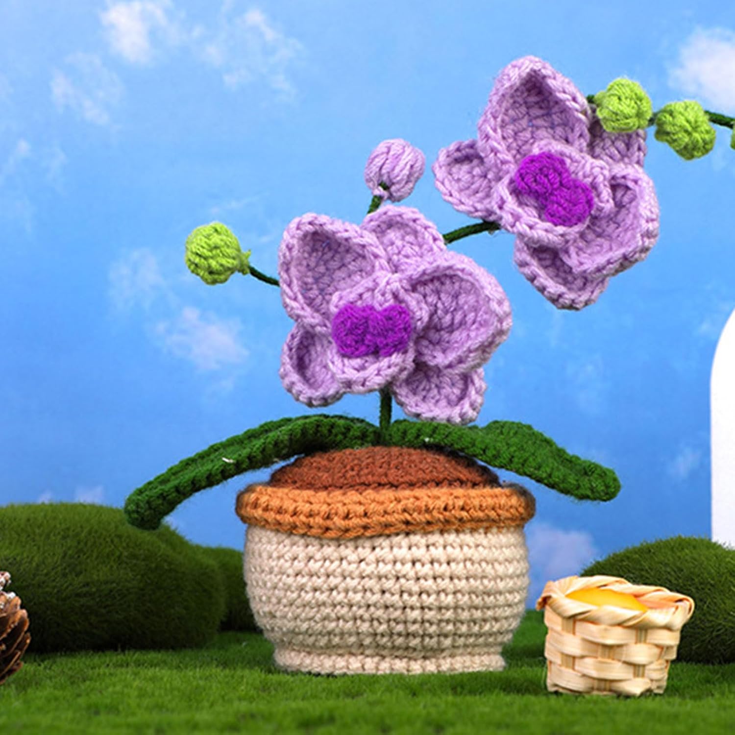 Rulbelok Crochet Potted Plant Kits for Beginner DIY Flower with Yarn Hook Needle Knitting Marker Instruction Starter Kits Beginner Starter