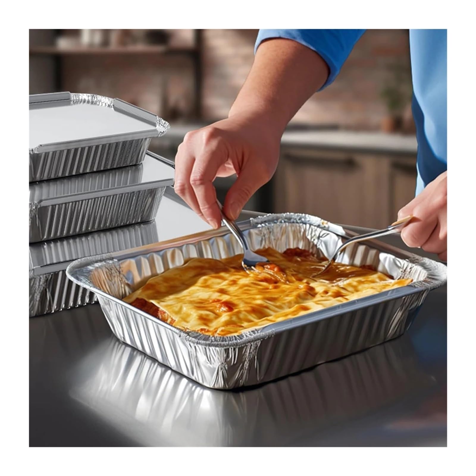 Pentole in alluminio usa e getta da 15 pezzi con coperchi Per Cucina | Contenitori for alimenti in alluminio con coperchi for cucinare, riscaldare, conservare