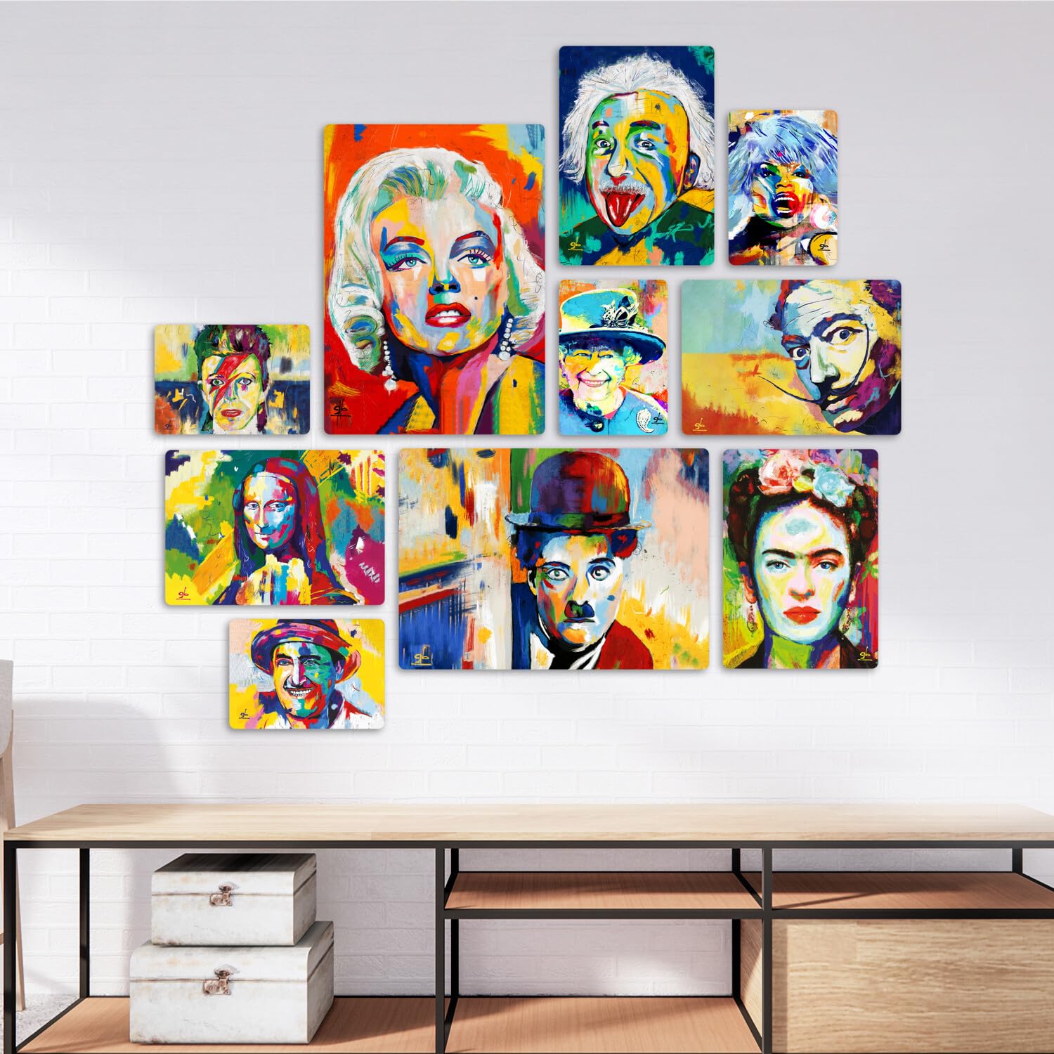 Giallobus - Lot De 10 Tableaux Multi-Panneaux Banksy Collection 1 - Impression UV Sur Bois MDF - Prêts à Accrocher - Idéal Pour Décoration Street Art Moderne