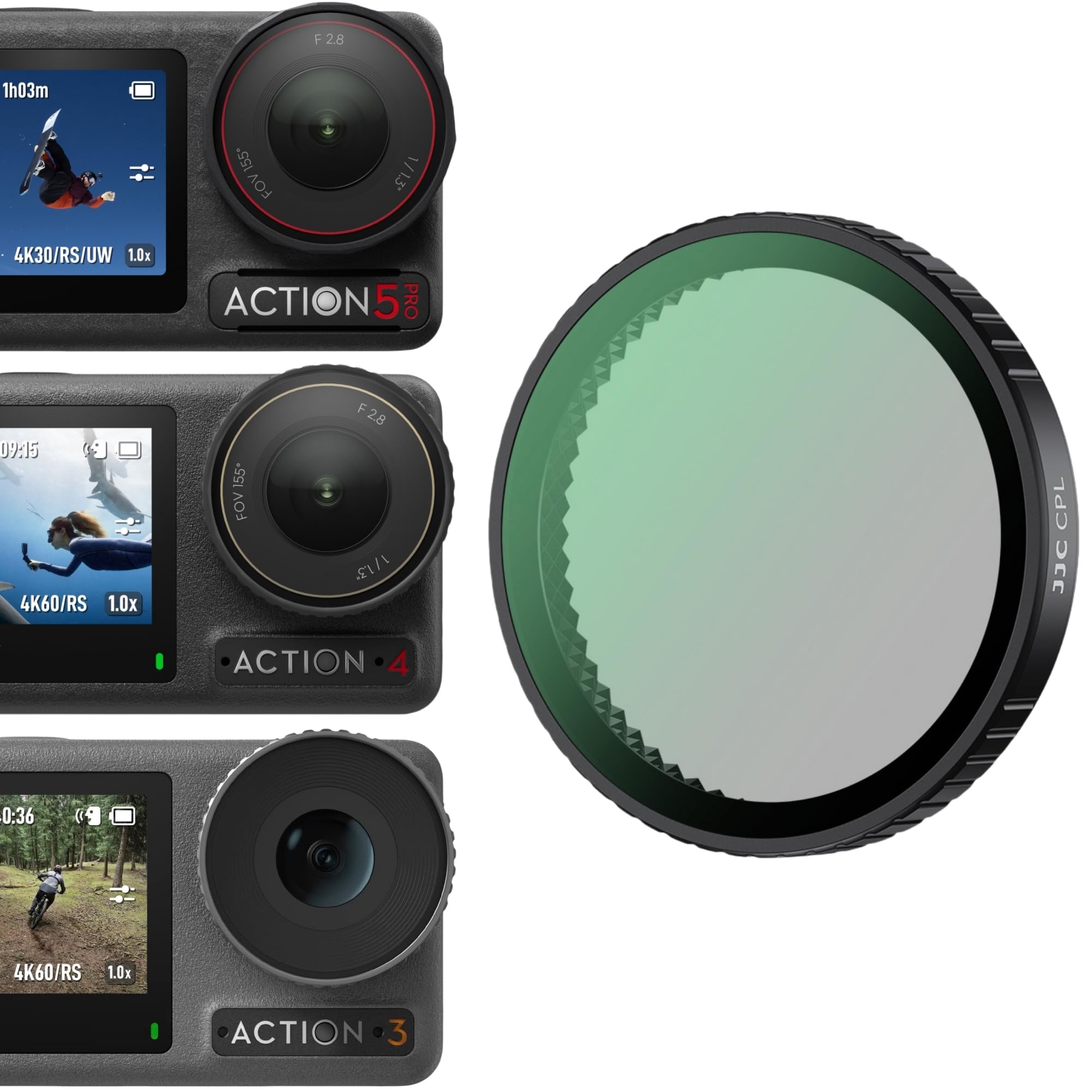 JJC Push On CPL Filter for DJI Osmo Action 5 4 3,Circular Polarizer Compatible with DJI Action5 Accessories,Reduce Glare and Reflections,Multi Coated