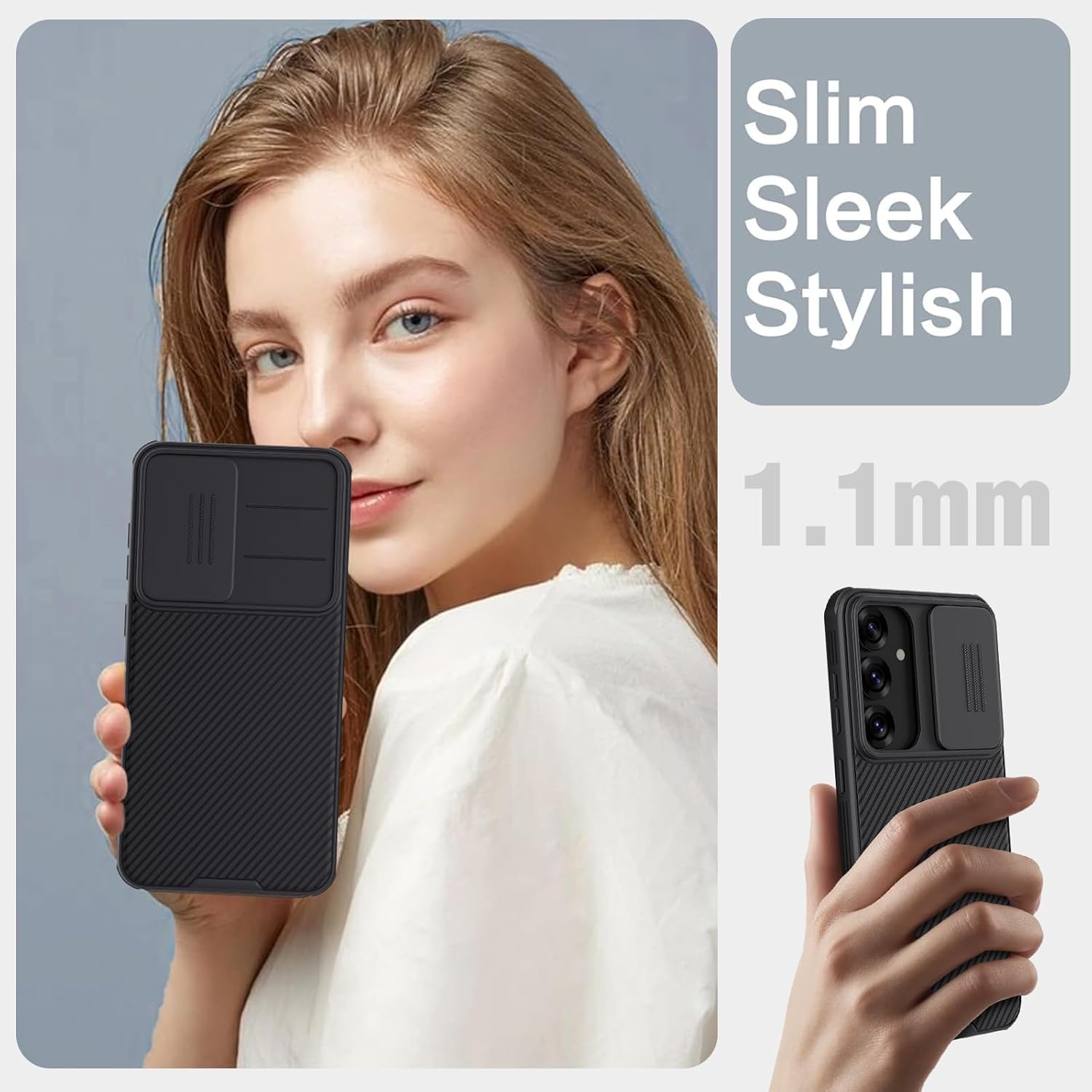 Nillkin for Samsung Galaxy S25 Plus Magnetic Case with Camera Cover, [Magnet Accessories] Mil-Grade Shockproof Protective Bumper Hard Cover Slim Phone Case for Galaxy S25 Plus Cases 6.7'' Black