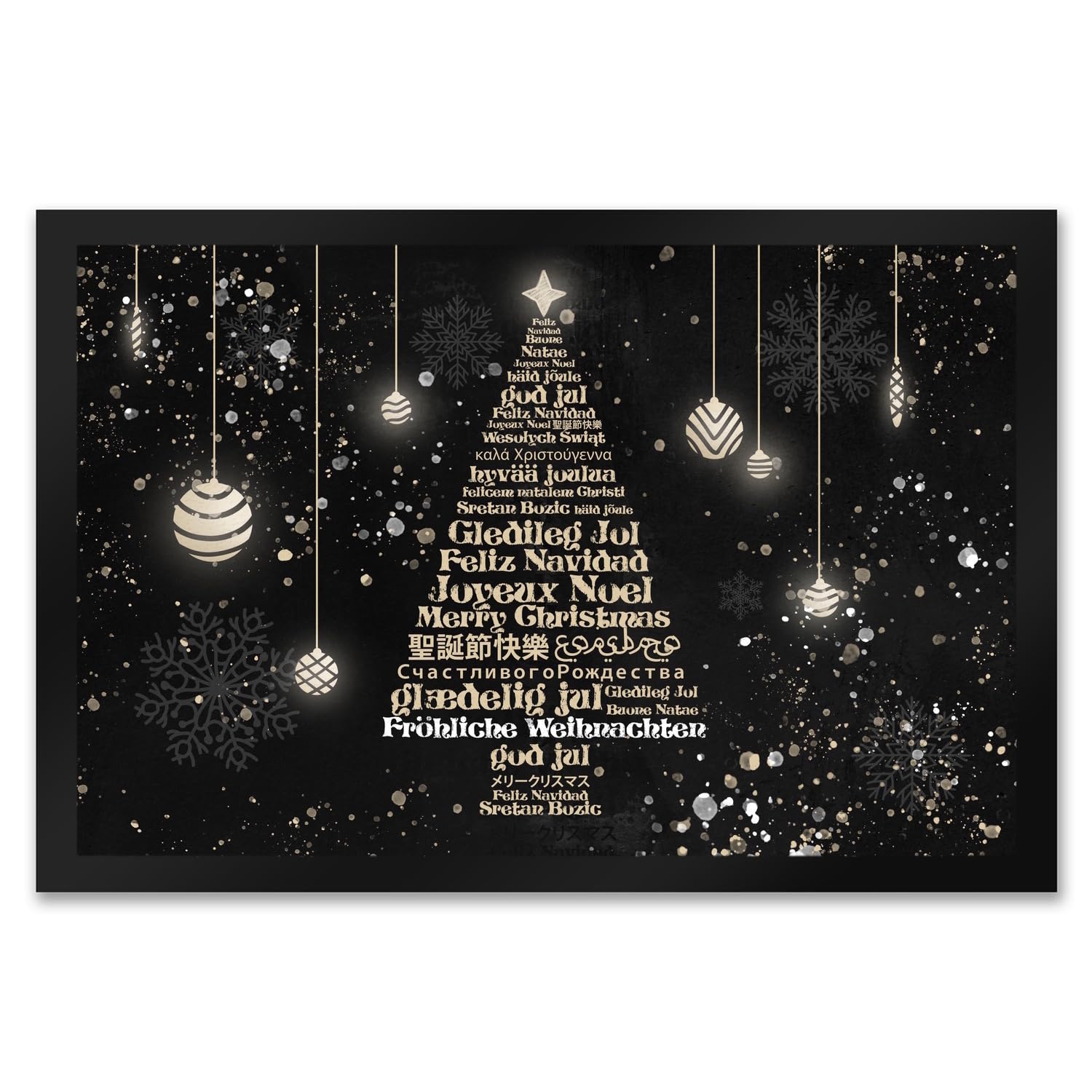 speecheese Fröhliche Weihnachten in verschiedenen Sprachen Fußmatte XXL in 50x75 cm als lustiges Geschenk für weltoffene Menschen die Allen Besuchern EIN frohes Weihnachtsfest wünschen